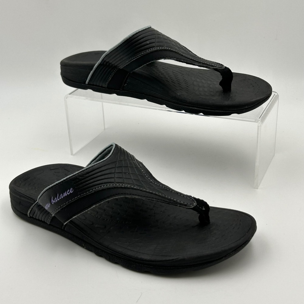 New Balance Thong Sandals Womens 5 Black W6030BK Wellness Flip Flops Sporty